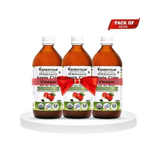 Brewtane Organic Apple Cider Vinegar With Mother 500ml - BOACV-3 (Pack of 3)